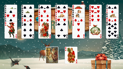 Solitaire Card Games - Get into the holiday spirit with Christmas Solitaire!  This FREE site features your favorite solitaire games -- 1 Card, 3 Card,  Spider, Freecell, Yukon, Klondike, and more! Play